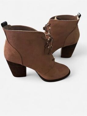 Call It Spring Taupe Suede Lace-Up Ankle Boots Afaeni